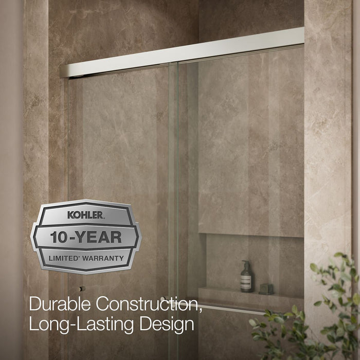 KOHLER K-707106-L Revel Sliding shower door, 76" H x 44-5/8 - 47-5/8" W, with 5/16" thick Crystal Clear glass