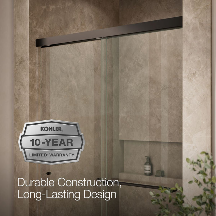 KOHLER K-707106-L Revel Sliding shower door, 76" H x 44-5/8 - 47-5/8" W, with 5/16" thick Crystal Clear glass