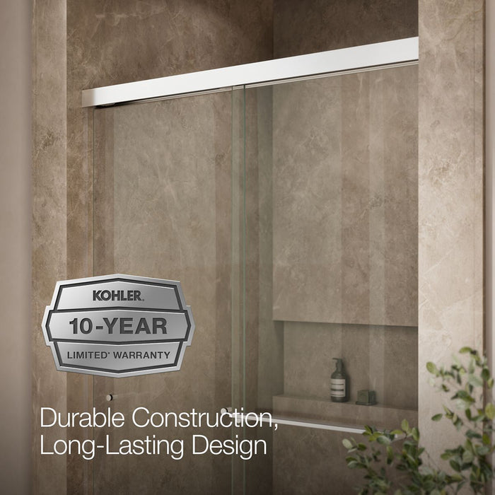 KOHLER K-707106-L Revel Sliding shower door, 76" H x 44-5/8 - 47-5/8" W, with 5/16" thick Crystal Clear glass