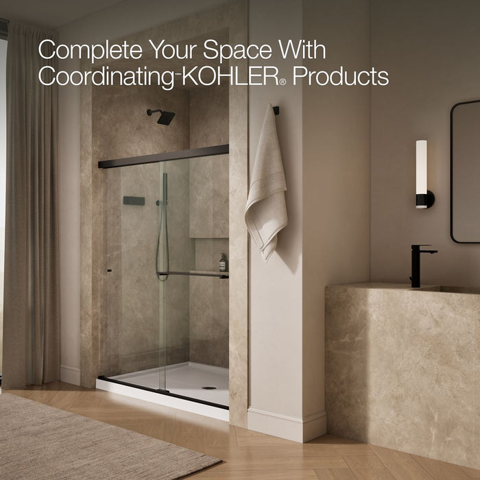 KOHLER K-707201-L Revel Sliding shower door, 70" H x 56-5/8 - 59-5/8" W, with 5/16" thick Crystal Clear glass, anodized...