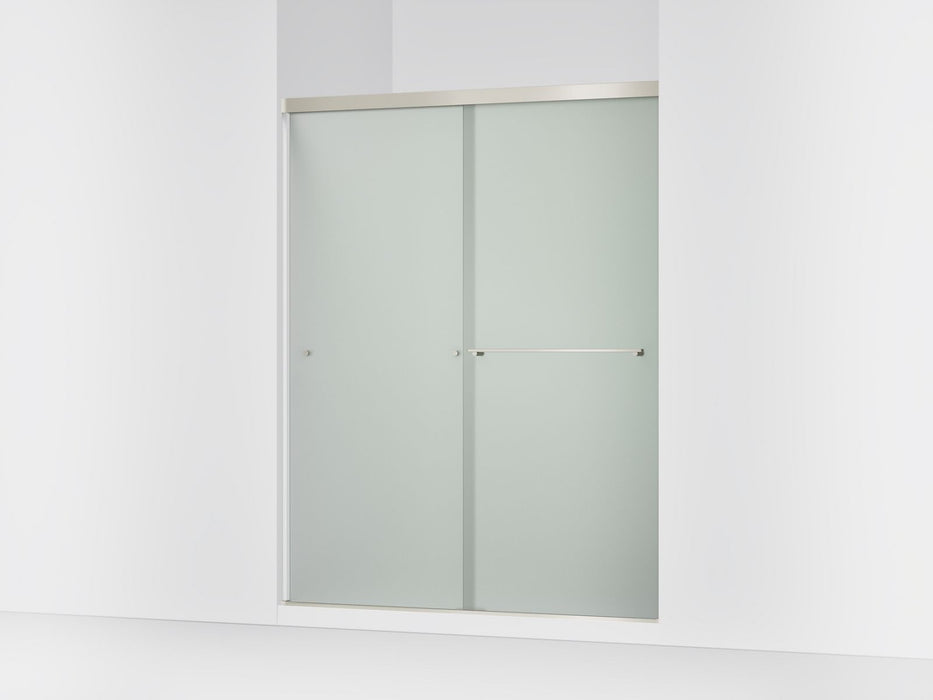 KOHLER K-707206-D3 Revel Sliding shower door, 76" H x 56-5/8 - 59-5/8" W, with 5/16" thick Frosted glass, anodized...