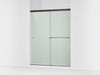 KOHLER K-707206-D3 Revel Sliding shower door, 76" H x 56-5/8 - 59-5/8" W, with 5/16" thick Frosted glass, anodized dark...