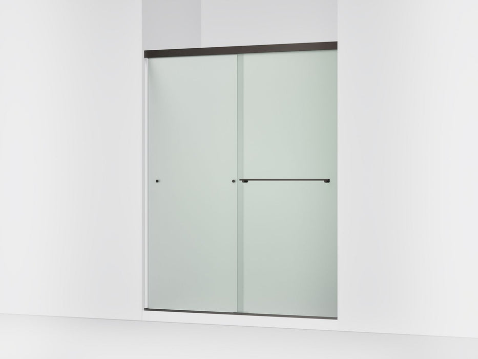 KOHLER K-707206-D3 Revel Sliding shower door, 76" H x 56-5/8 - 59-5/8" W, with 5/16" thick Frosted glass, anodized dark...