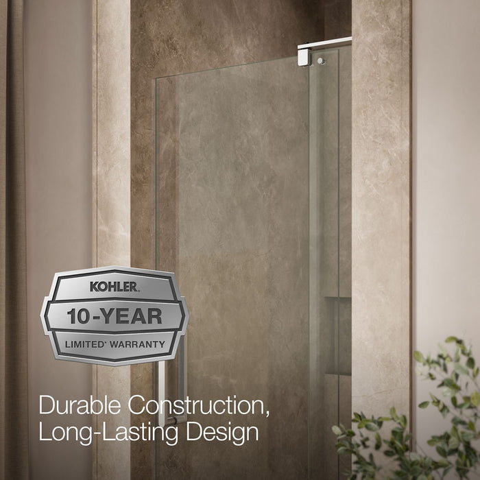 KOHLER K-707506-L Revel Pivot shower door, 74" H x 27-5/16 - 31-1/8" W, with 5/16" thick Crystal Clear glass, bright...