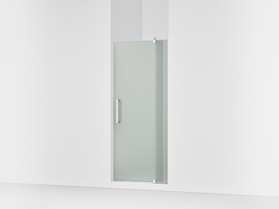 KOHLER K-707510-D3 Revel Pivot shower door, 70" H x 31-1/8 - 36" W, with 1/4" thick Frosted glass, bright polished silver