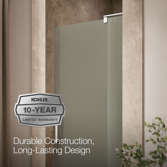 KOHLER K-707510-D3 Revel Pivot shower door, 70" H x 31-1/8 - 36" W, with 1/4" thick Frosted glass, bright polished silver...