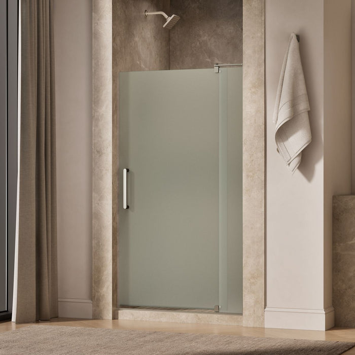 KOHLER K-707541-D3 Revel Pivot shower door, 70" H x 39-1/8 - 44" W, with 5/16" thick Frosted glass, anodized brushed...
