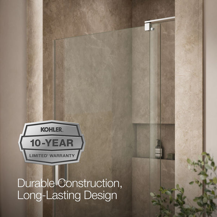 KOHLER K-707541-L Revel Pivot shower door, 70" H x 39-1/8 - 44" W, with 5/16" thick Crystal Clear glass, bright polished...