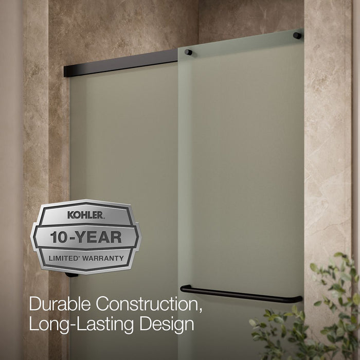 KOHLER K-707606-6D3 Elate Sliding shower door, 70-1/2" H x 44-1/4 - 47-5/8" W, with 1/4" thick Frosted glass, matte black...
