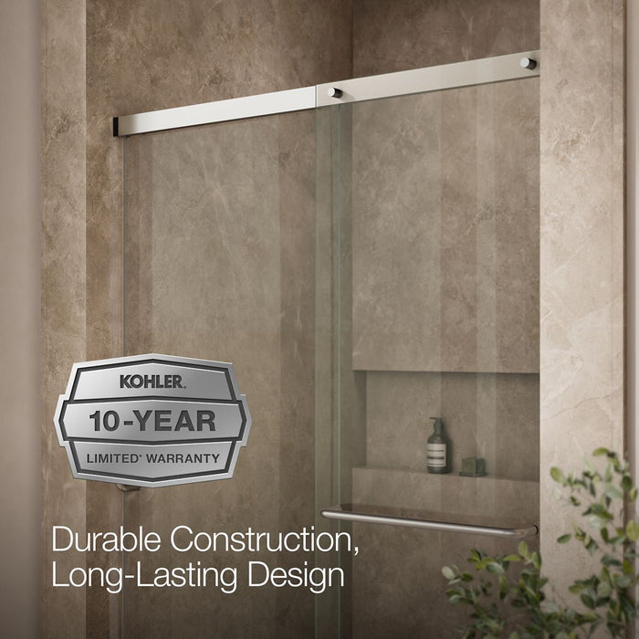 KOHLER K-707607-6L Elate Sliding shower door, 70-1/2" H x 50-1/4 - 53-5/8" W, with 1/4" thick Crystal Clear glass, matte...