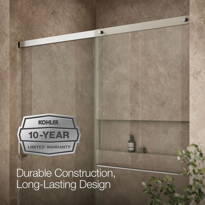 KOHLER K-707608-6L Elate Sliding shower door, 70-1/2" H x 56-1/4 - 59-5/8" W, with 1/4" thick Crystal Clear glass, matte...