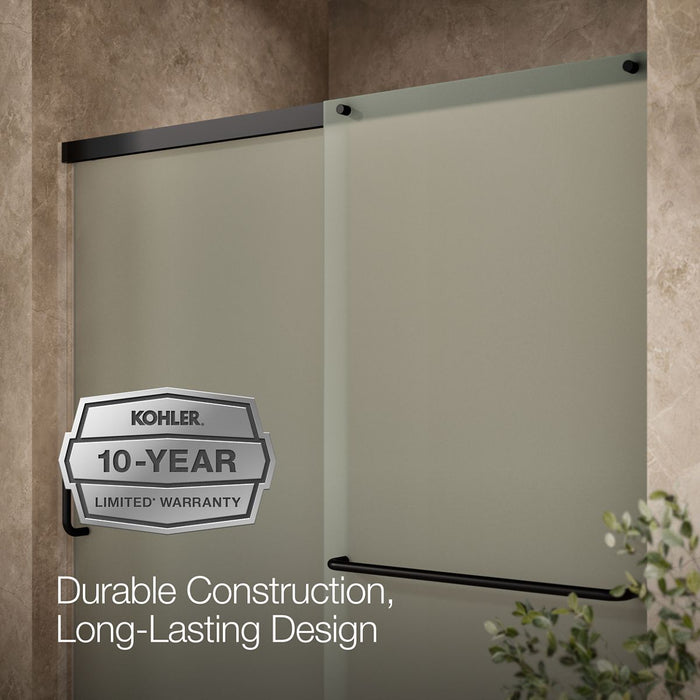 KOHLER K-707609-6D3 Elate Sliding bath door, 56-3/4" H x 56-1/4 - 59-5/8" W, with 1/4" thick Frosted glass