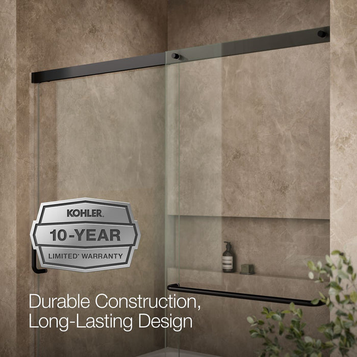 KOHLER K-707609-6L Elate 56-3/4" H sliding bath door with 1/4"-thick glass, matte black - view 5