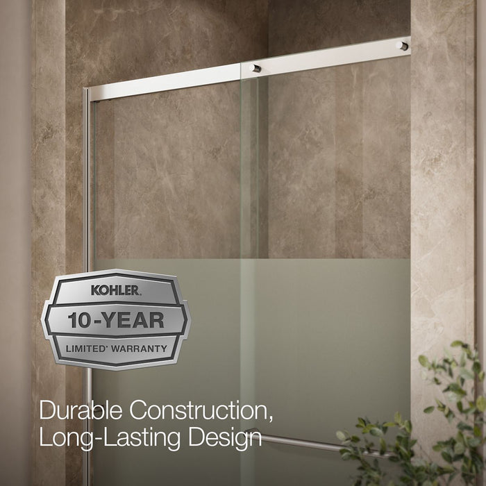 KOHLER K-707613-8G81 Elate Sliding shower door, 75-1/2" H x 44-1/4 - 47-5/8" W, with heavy 5/16" thick Crystal Clear...