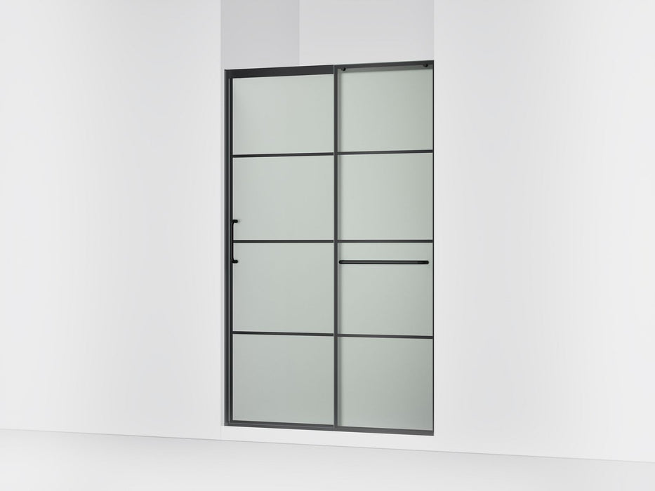 KOHLER K-707614-8G80 Elate Sliding shower door, 75-1/2" H x 50-1/4 - 53-5/8" W, with heavy 5/16" thick Frosted glass with rectangular grille pattern