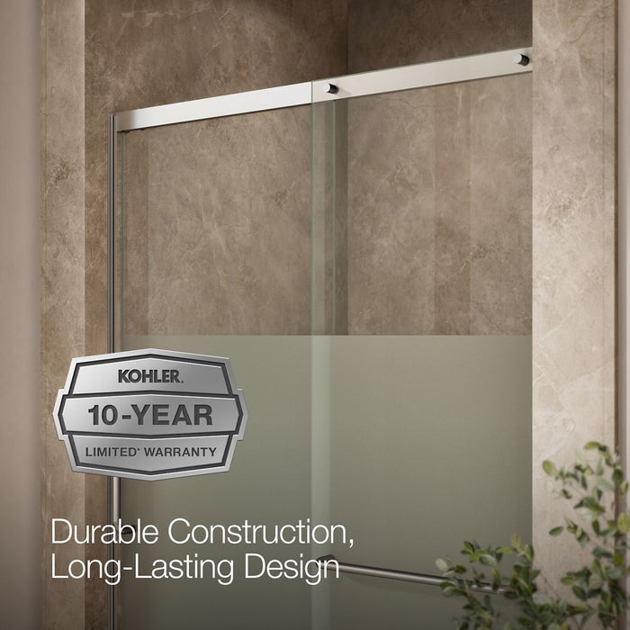 KOHLER K-707614-8G81 Elate Sliding shower door, 75-1/2" H x 50-1/4 - 53-5/8" W, with heavy 5/16" thick Crystal Clear...