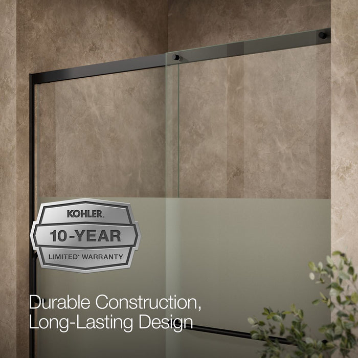 KOHLER K-707615-8G81 Elate Sliding shower door, 75-1/2" H x 56-1/4 - 59-5/8" W, with heavy 5/16" thick Crystal Clear...