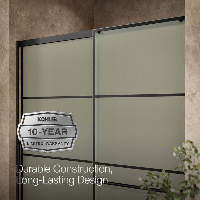 KOHLER K-707616-8G80 Elate Sliding shower door, 75-1/2" H x 62-1/4 - 65-5/8" W, with heavy 5/16" thick Frosted glass with...