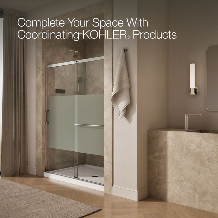 KOHLER K-707616-8G81 Elate Sliding shower door, 75-1/2" H x 62-1/4 - 65-5/8" W with heavy 5/16" thick Crystal Clear glass...