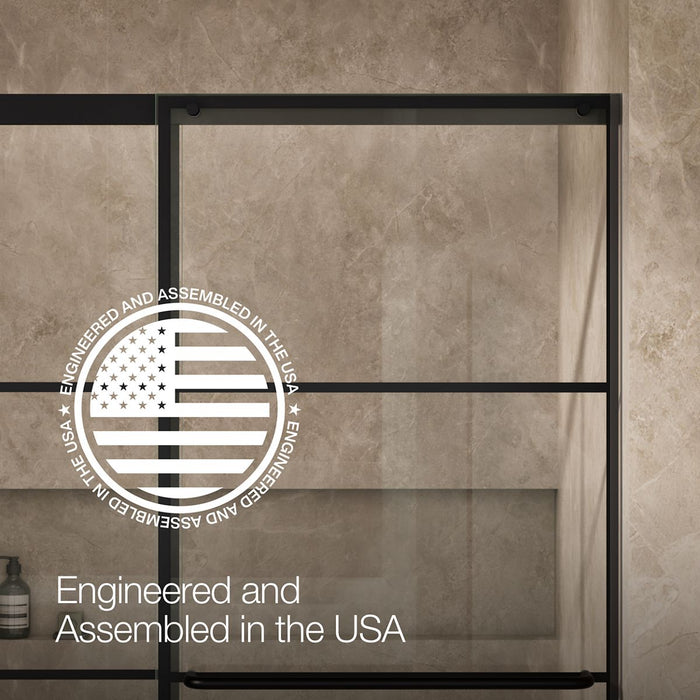 KOHLER K-707618-8G79 Elate Sliding bath door, 56-3/4" H x 56-1/4 - 59-5/8" W with heavy 5/16" thick Crystal Clear glass with rectangular grille pattern