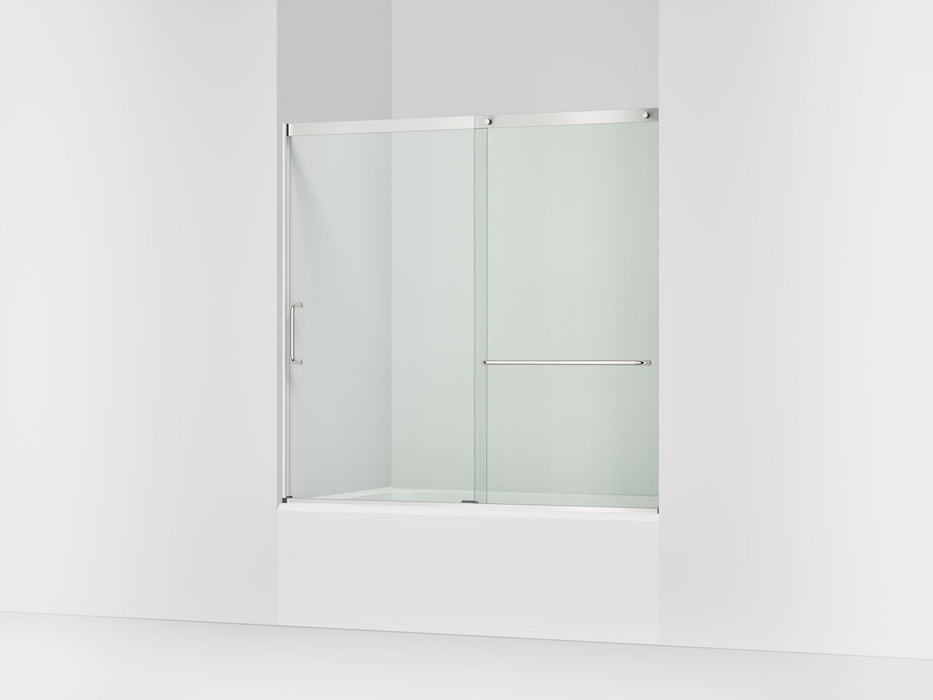 KOHLER K-707618-8L Elate Sliding bath door, 56-3/4" H x 56-1/4 - 59-5/8" W with heavy 5/16" thick Crystal Clear glass,...