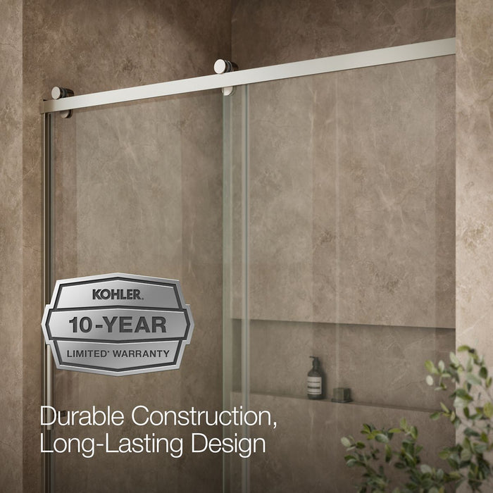 KOHLER K-709079-10L Rely 77" H sliding shower door with 3/8"-thick glass, anodized brushed nickel - view 5