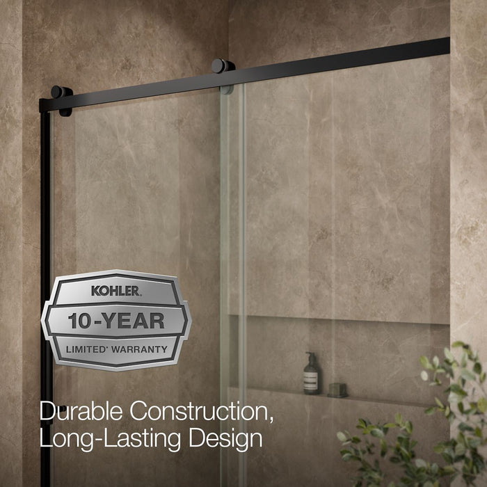 KOHLER K-709079-10L Rely 77" H sliding shower door with 3/8"-thick glass, matte black - view 5