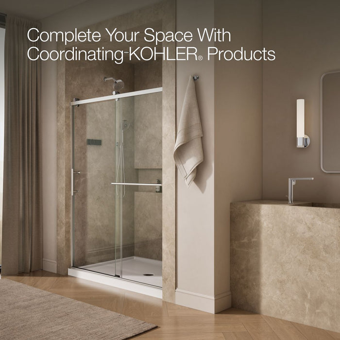 KOHLER K-709081-10L Rely 77" H sliding shower door with 3/8"-thick glass, bright polished silver - view 3