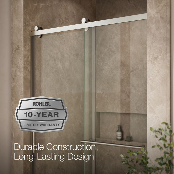 KOHLER K-709082-10L Rely 77" H sliding shower door with 3/8"-thick glass, anodized brushed nickel - view 2