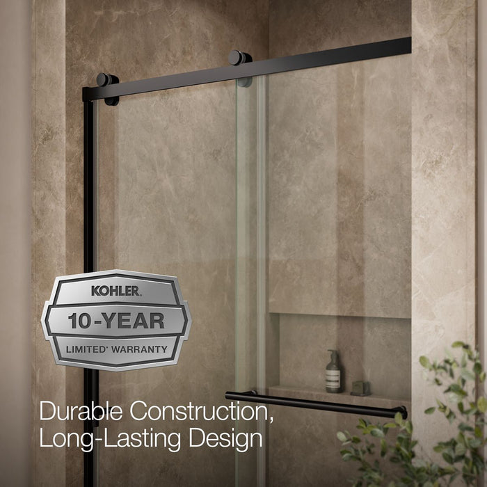 KOHLER K-709082-10L Rely 77" H sliding shower door with 3/8"-thick glass, matte black - view 2