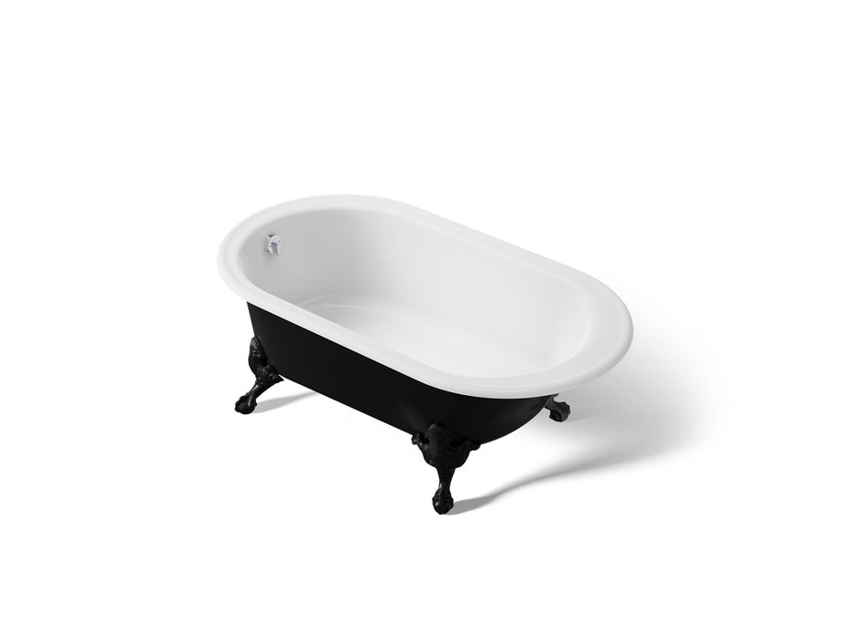 KOHLER K-710-P5 Iron Works 66" x 36" freestanding bath, black exterior with white interior