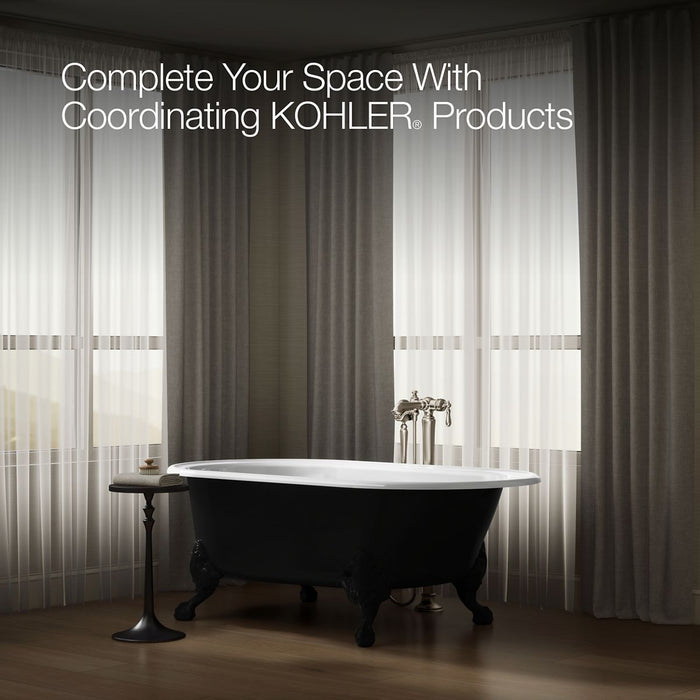 KOHLER K-710-P5 Iron Works 66" x 36" freestanding bath, black exterior with white interior - view 4