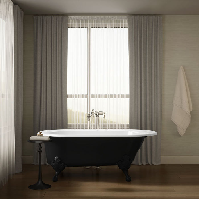 KOHLER K-710-P5 Iron Works 66" x 36" freestanding bath, black exterior with white interior - view 5