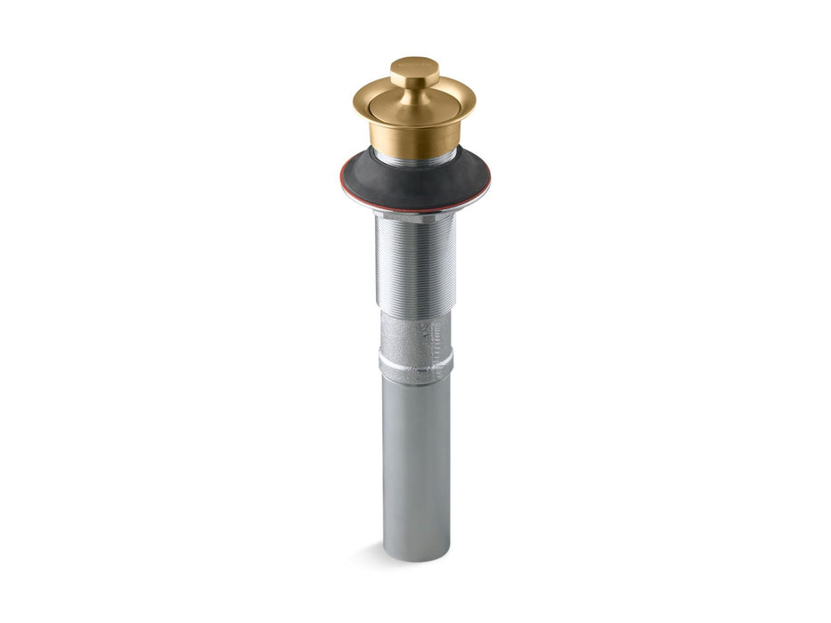 KOHLER K-7127 Bathroom sink drain with non-removable metal stopper and without overflow, vibrant moderne brushed gold