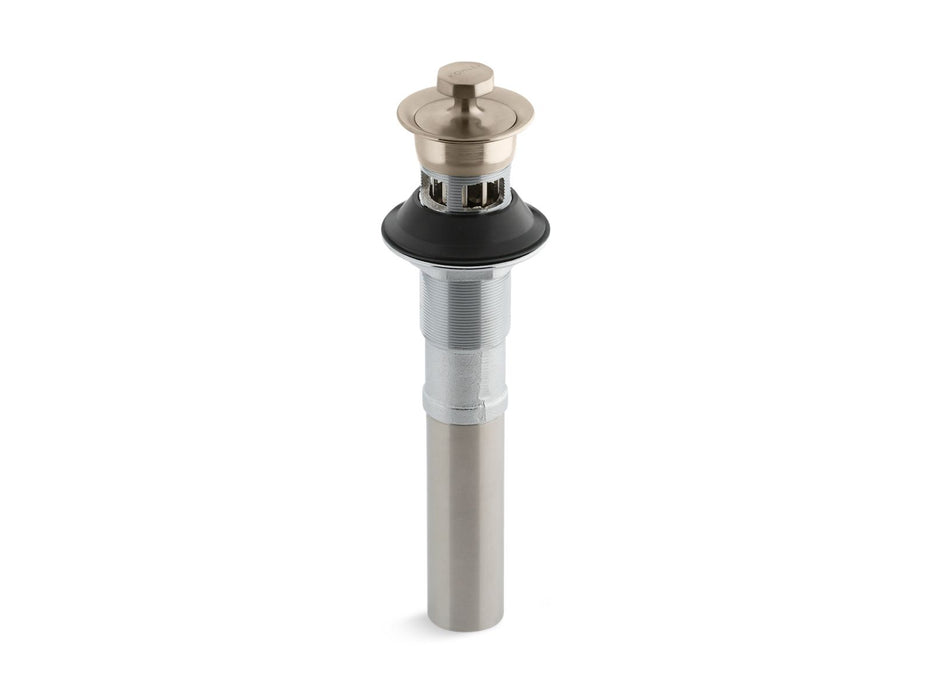 KOHLER K-7127-A Bathroom sink drain with overflow and non-removable metal stopper, vibrant brushed bronze