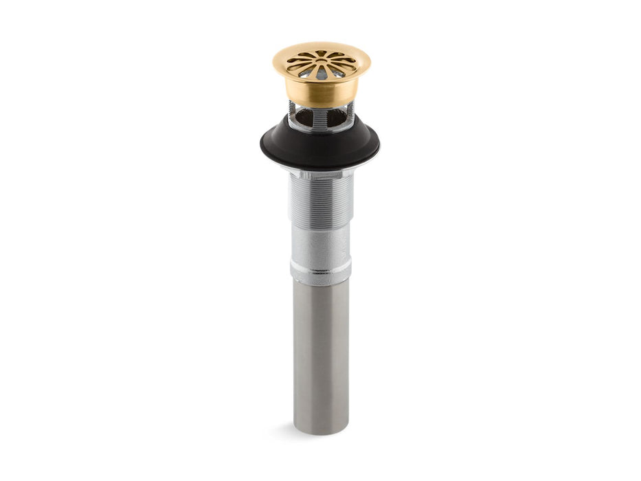KOHLER K-7129-A Bathroom sink grid drain with overflow, vibrant brushed moderne brass