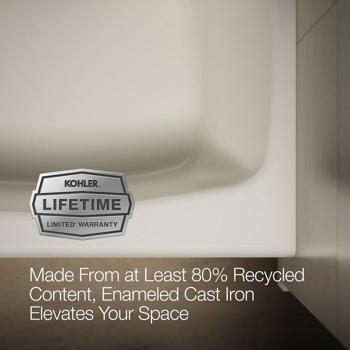 KOHLER K-713 Villager 60" x 34-1/4" alcove bath, left drain, biscuit - view 2