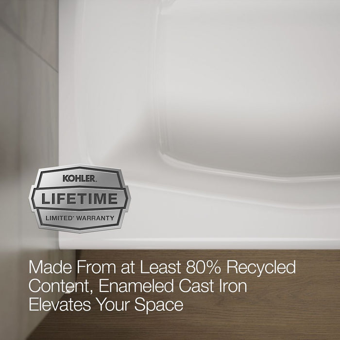 KOHLER K-716 Villager 60" x 30-1/4" alcove bath, right drain, white - view 2