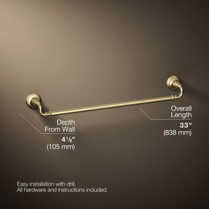 KOHLER K-72569 Artifacts 30" towel bar, vibrant brushed moderne brass - view 5