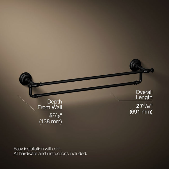 KOHLER K-72570 Artifacts 24" double towel bar, matte black - view 5