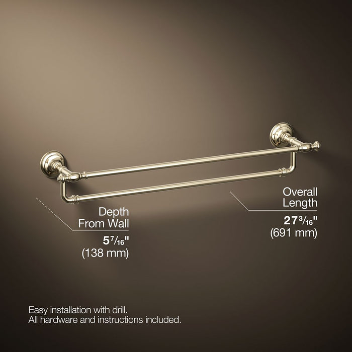 KOHLER K-72570 Artifacts 24" double towel bar, vibrant french gold - view 5