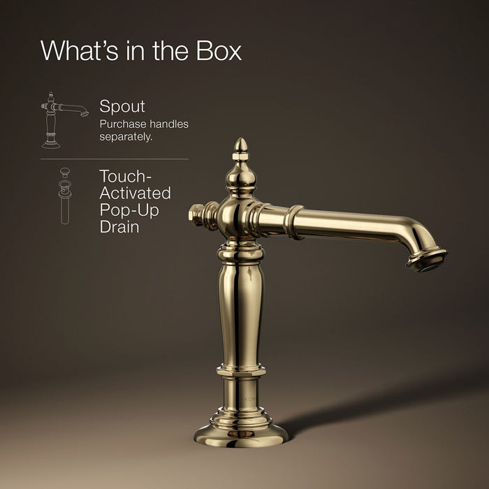 KOHLER K-72760 Artifacts Bathroom sink faucet spout with Column design, 1.2 gpm