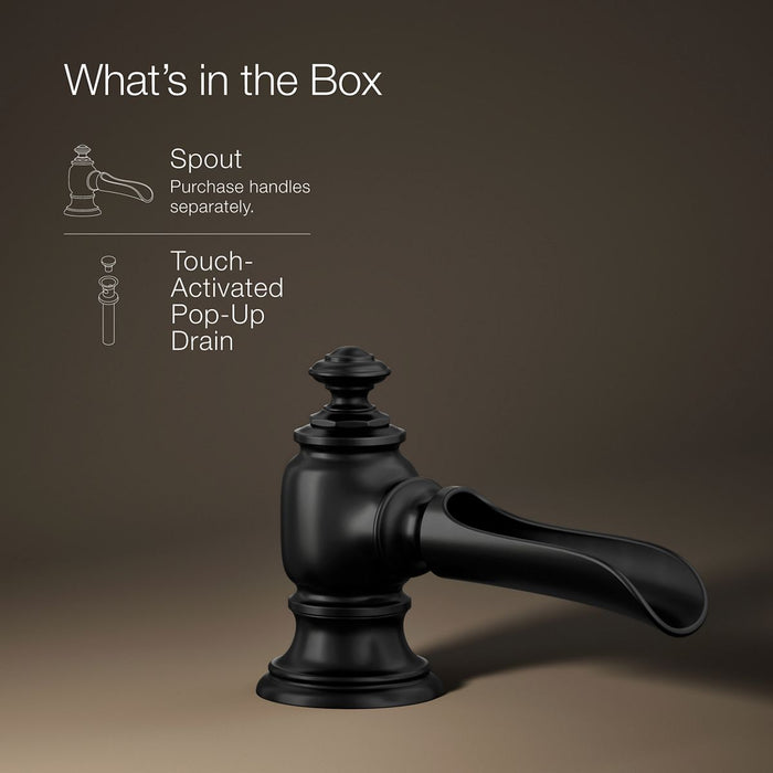 KOHLER K-72761 Artifacts Bathroom sink faucet spout with Flume design, 1.2 gpm, matte black - view 5