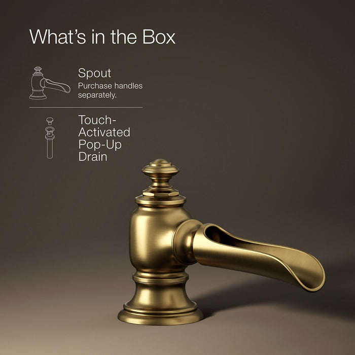 KOHLER K-72761 Artifacts Bathroom sink faucet spout with Flume design, 1.2 gpm, vibrant brushed moderne brass - view 5