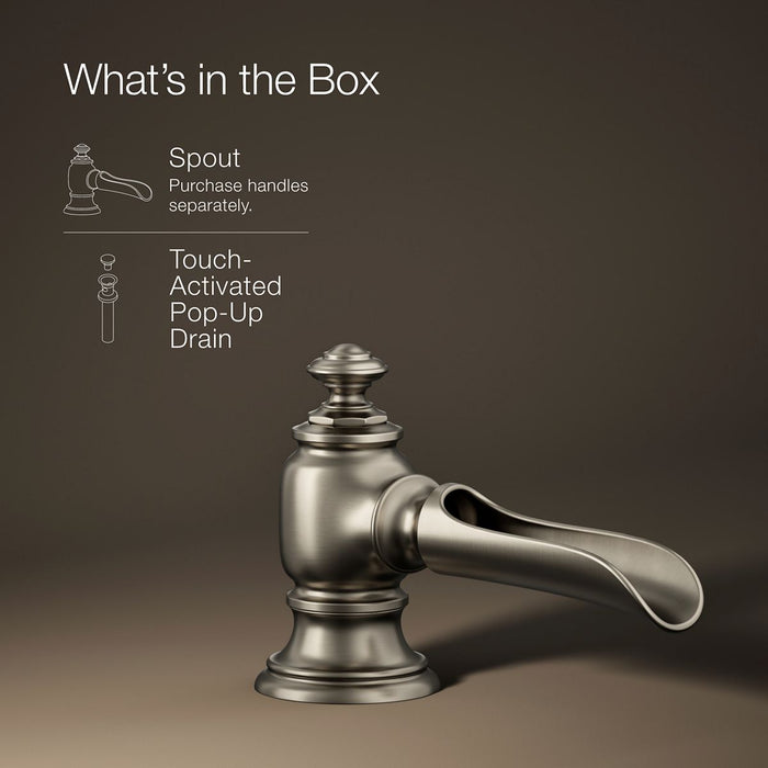 KOHLER K-72761 Artifacts Bathroom sink faucet spout with Flume design, 1.2 gpm, vibrant brushed nickel - view 5