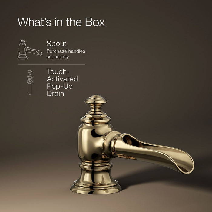 KOHLER K-72761 Artifacts Bathroom sink faucet spout with Flume design, 1.2 gpm, vibrant french gold - view 5