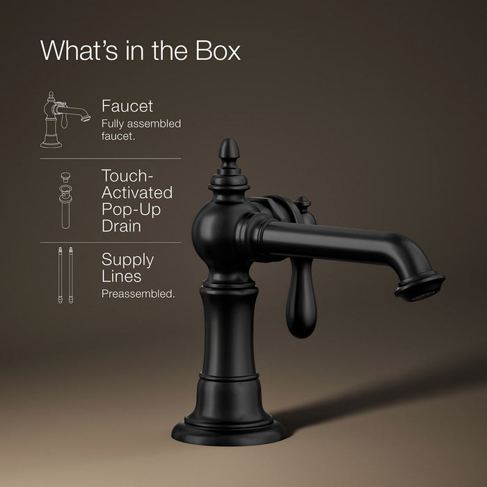 KOHLER K-72762-9M Artifacts Single-handle bathroom sink faucet, 1.2 gpm, matte black - view 5