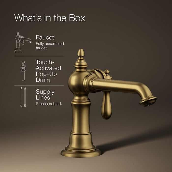 KOHLER K-72762-9M Artifacts Single-handle bathroom sink faucet, 1.2 gpm, vibrant brushed moderne brass - view 5