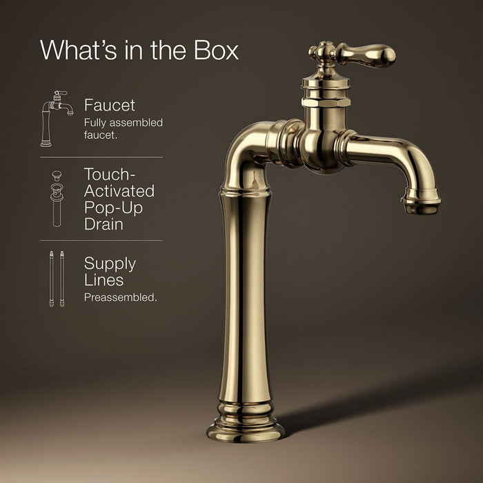 KOHLER K-72763-9M Artifacts Single-handle bathroom sink faucet, 1.2 gpm, vibrant french gold - view 5