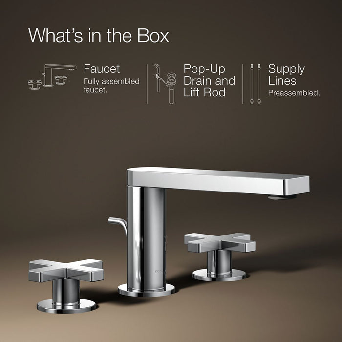 KOHLER K-73060-3 Composed Widespread bathroom sink faucet with Cross handles, 1.2 gpm, polished chrome - view 5